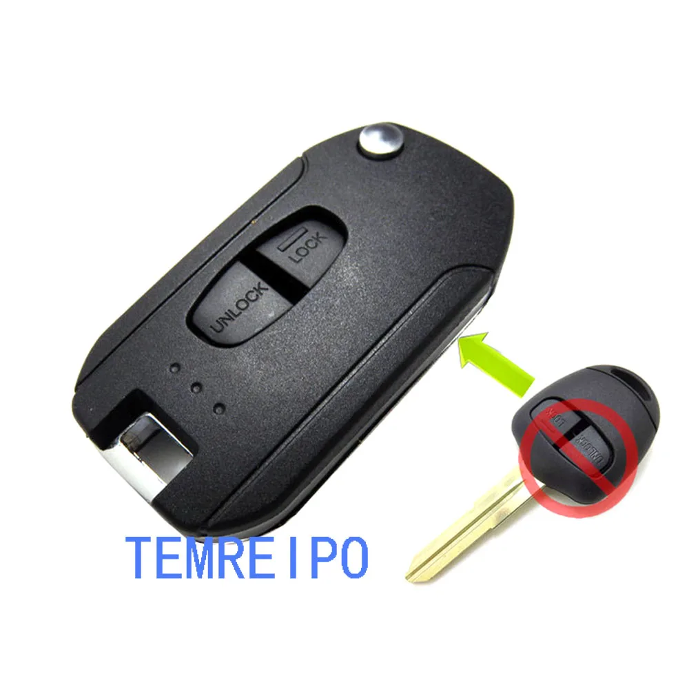 

10 шт./лот модифицированный откидной складной дистанционный ключ с 2 кнопками для Mitsubishi ASX LANCER-EX GRANDIS Outlander Right Blade