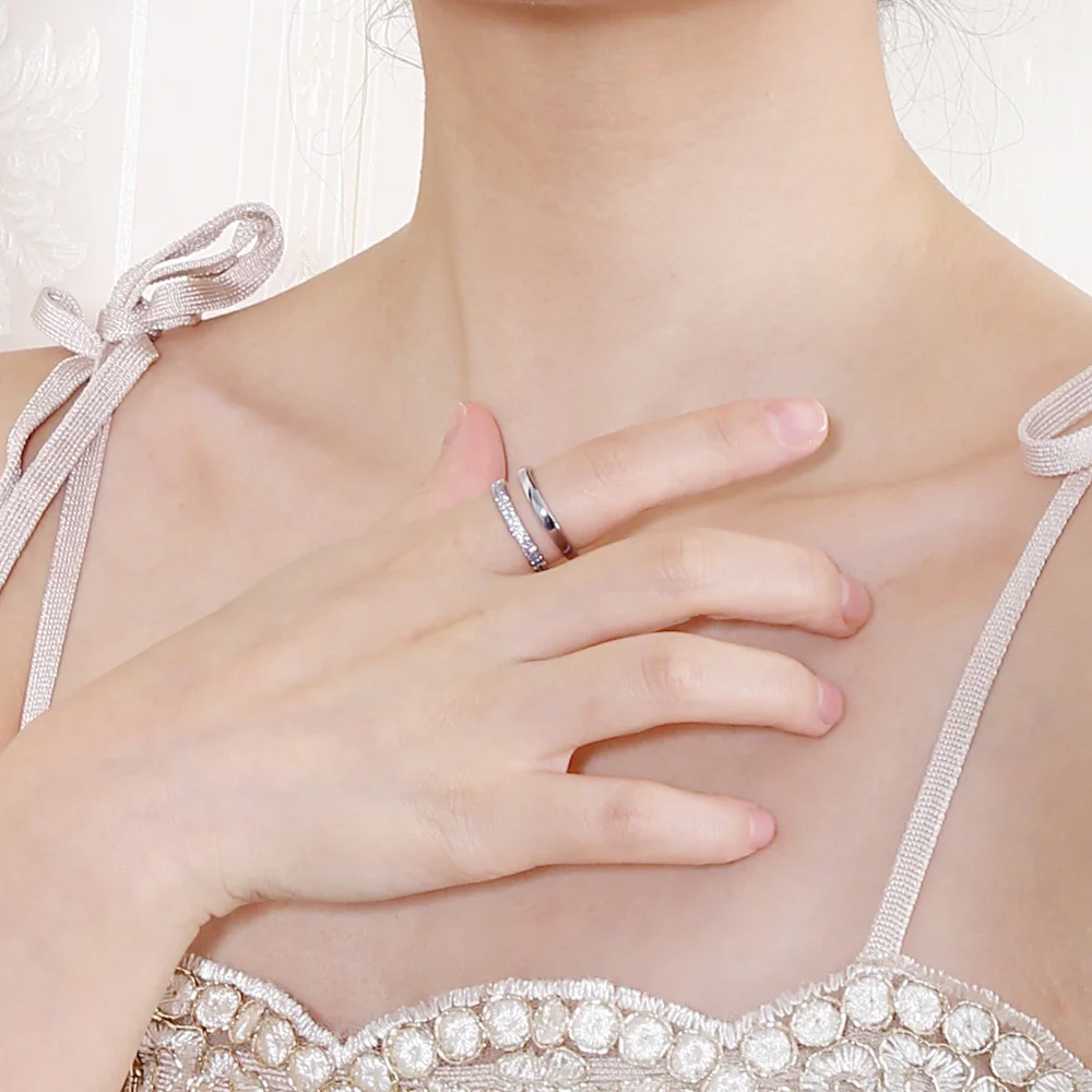 DreamCarnival 1989 с открытыми концами двойные линии полые родий цвет подарок Joyas Anillos Mujer Bijoux циркония кольцо SJ25000