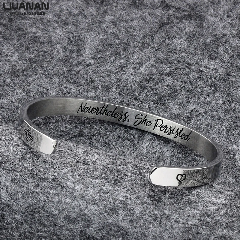 Nevertheless She Persisted Cuff Bracelet Feminism Feminist Pantsuit Nation Solidarity Unity Political Affirmation Cuff Bangle