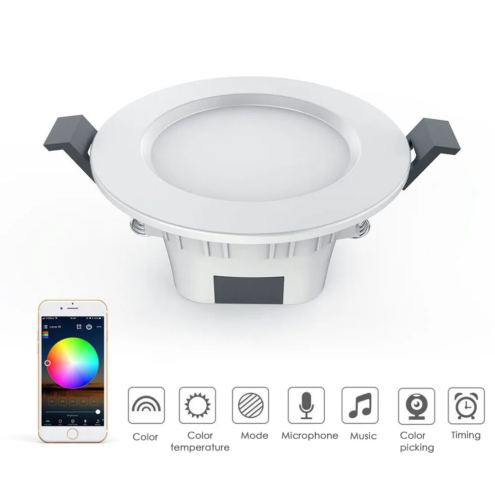Встраиваемый 4 5 W светодиодный светильник лампы Смарт Wi Fi вниз Bluetooth RGBW затемнения