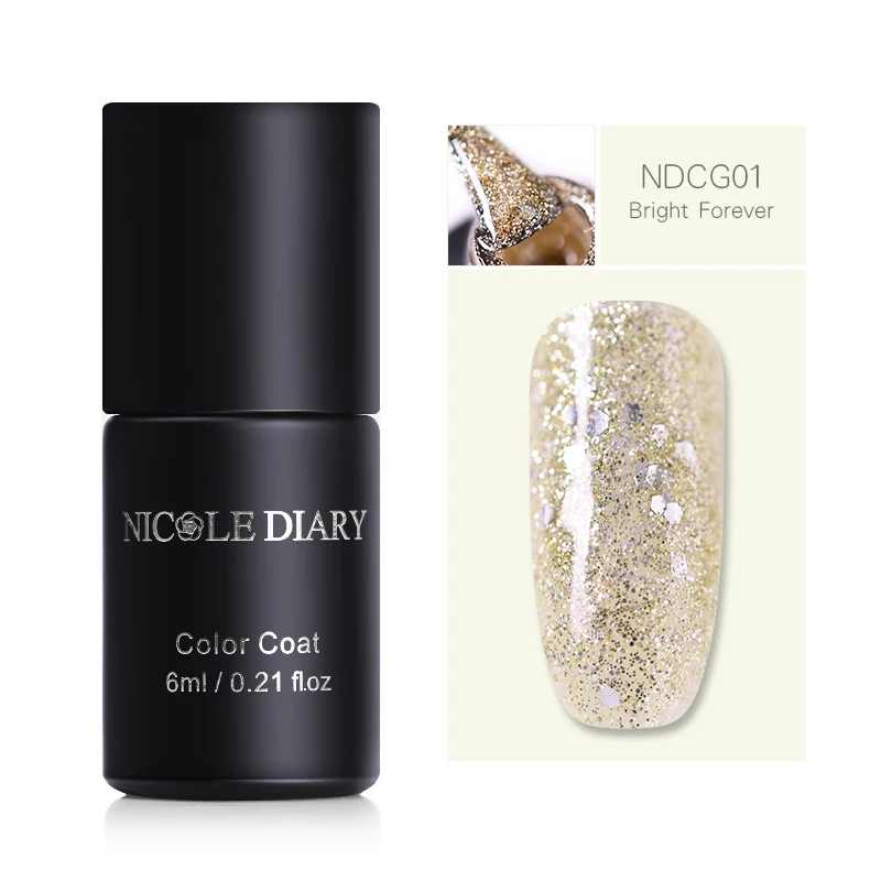 Гель лак для ногтей NICOLE DIARY 6 мл цвета шампань золото блестящий УФ гель дизайна