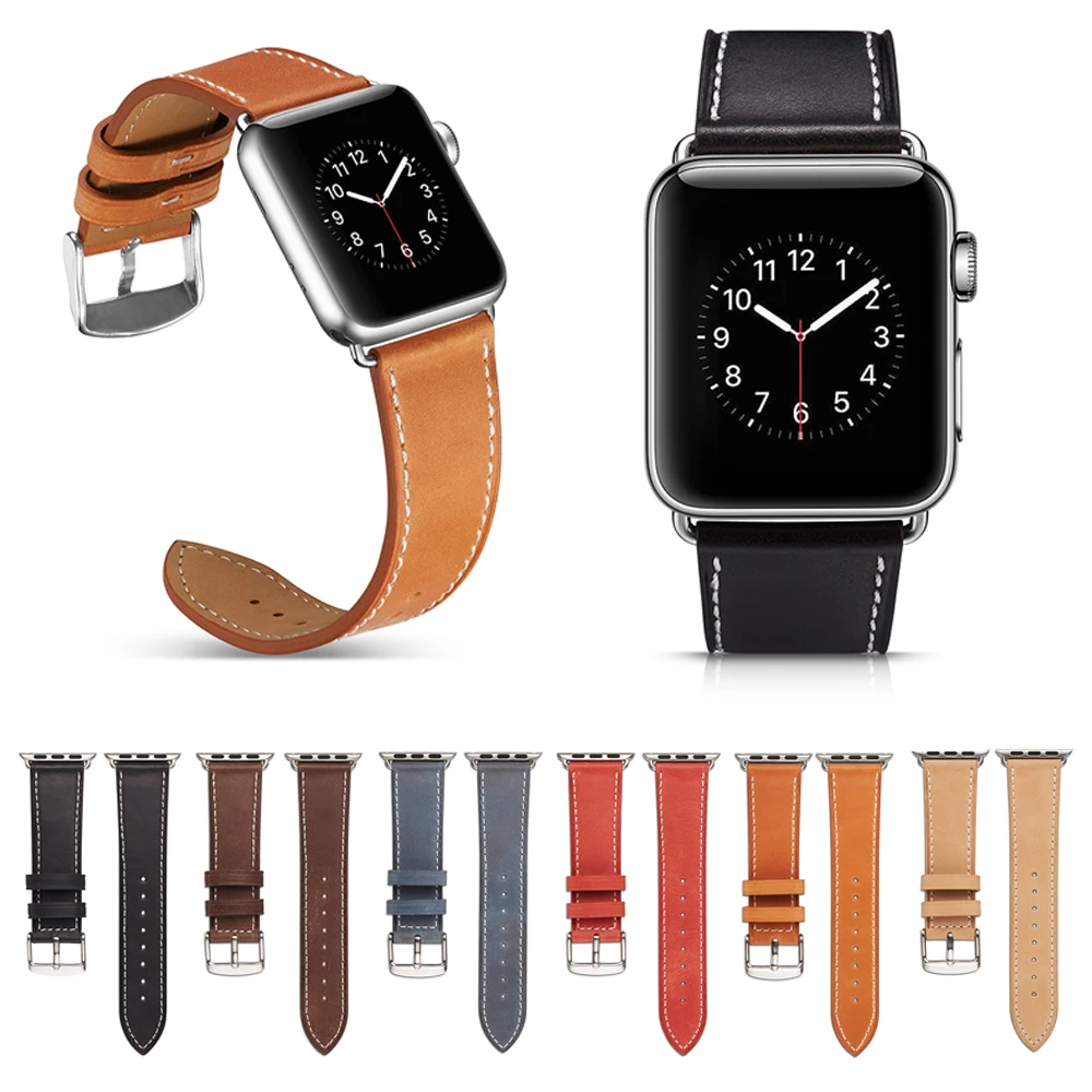 Высококачественный ремешок для часов Apple Watch кожаный серии 42 мм 38 1 / 2/3 сменный