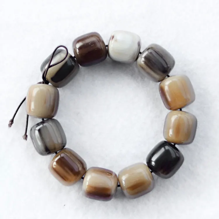 Летние модные мужские браслеты для здоровья натуральный Тибет Рог яка цилиндр