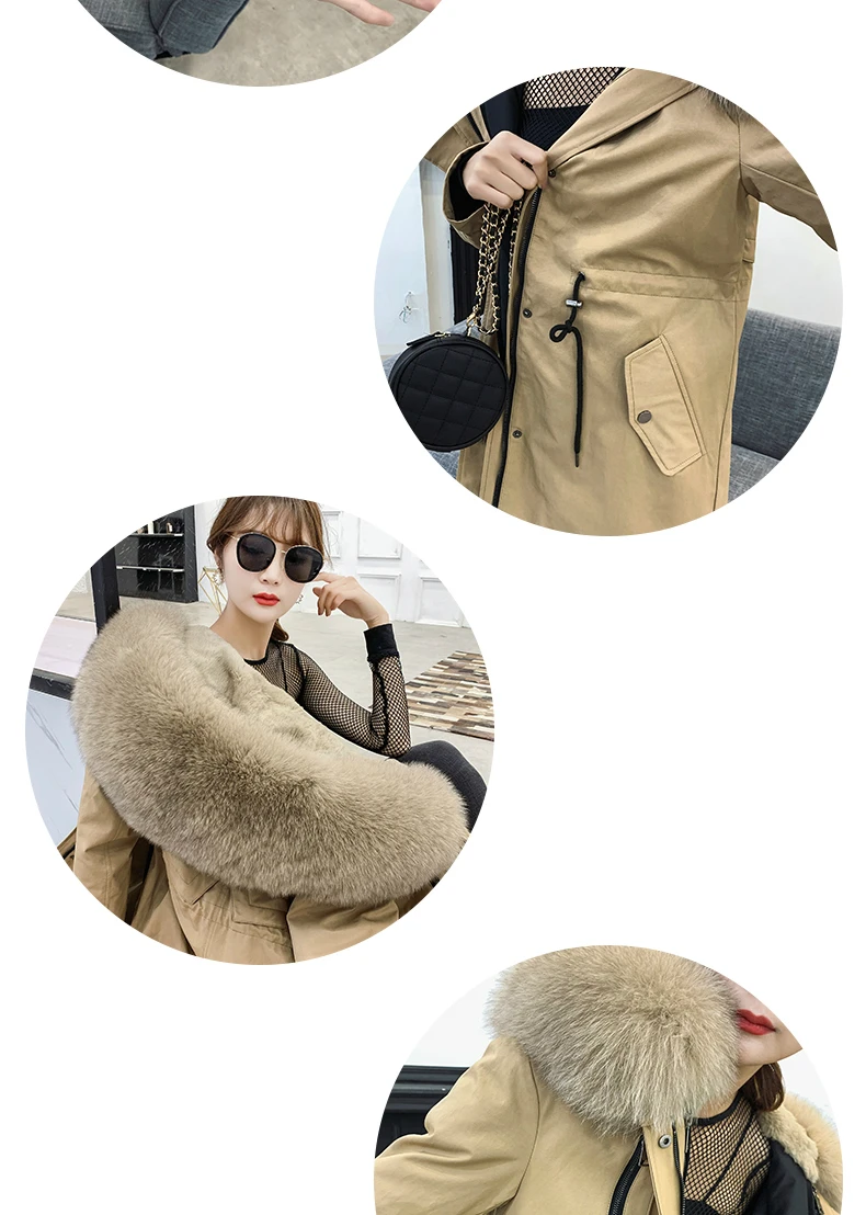 OFTBUY пальто с натуральным мехом, зимняя куртка, Женская парка с натуральным лисьим мехом, тонкая Длинная Верхняя одежда, Толстая теплая уличная одежда, роскошная Повседневная Новинка