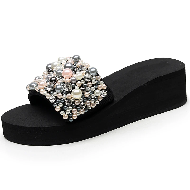 5CM heels Прямая поставка женский сандалии на клиновидной платформе женские сандалии на высоком каблуке и Torridity Босоножки Стразы в богемном стиле обувь для пляжного отдыха ZXXS88 - Цвет: 5CM heels