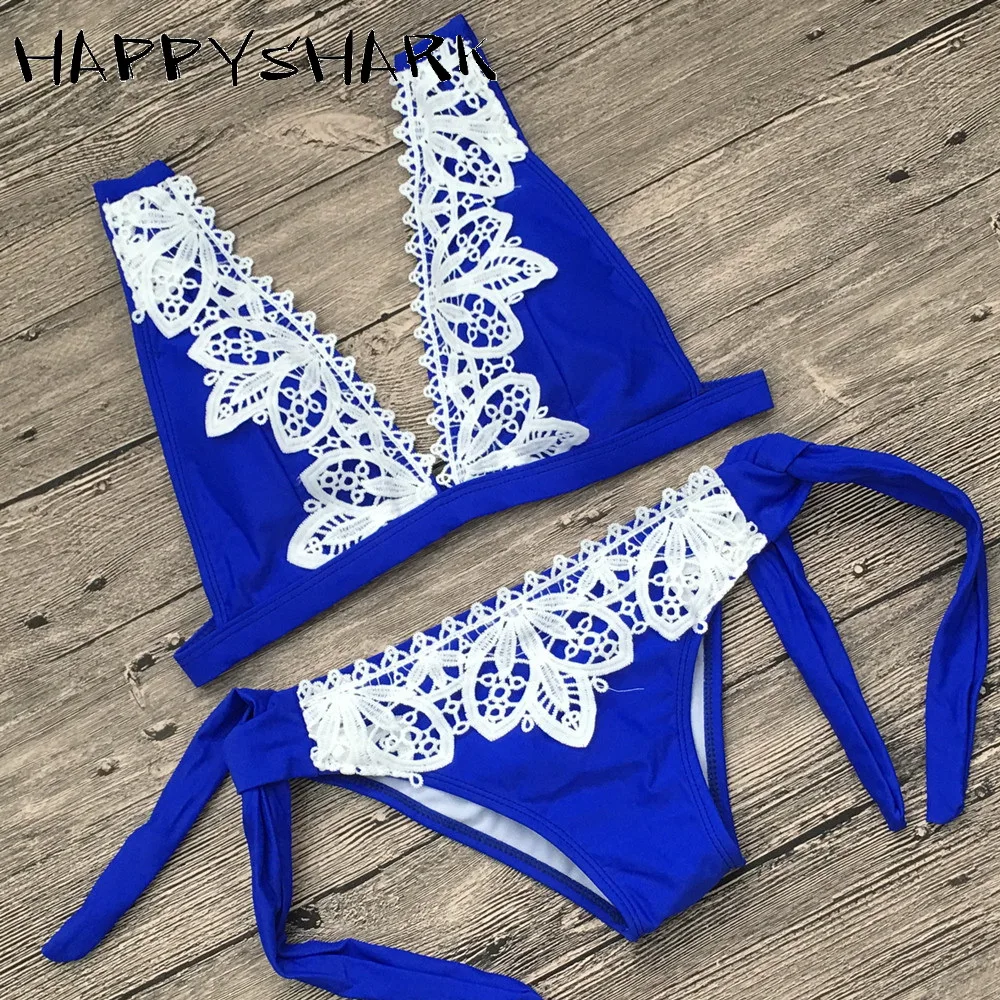 HAPPYSHARK Кружевной Край Бикини купальник женский летний винно-красный сексуальный