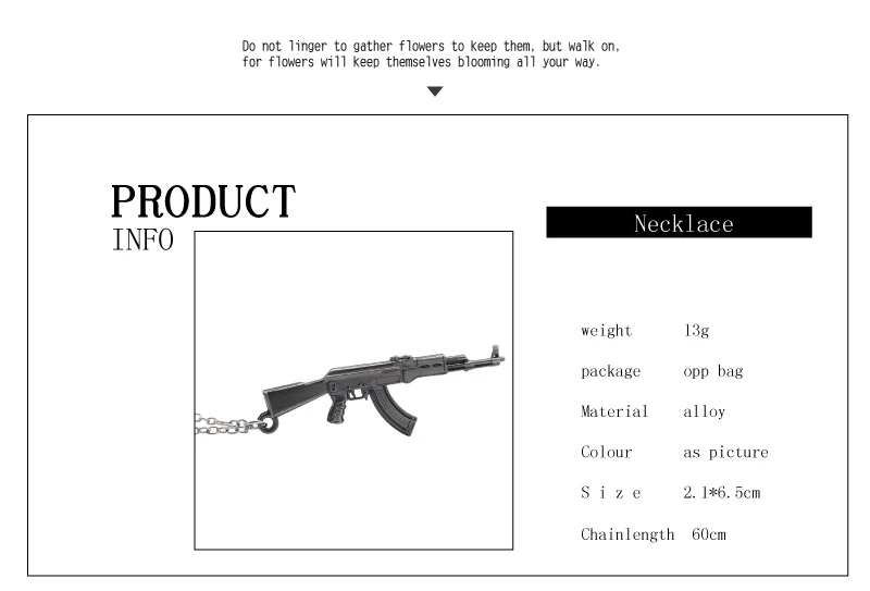 Мода 3D моделирование AK47 ожерелье индивидуальность мужчин и женщин оружие оружия цинка Подвеска из легированной стали длинное ожерелье подарок