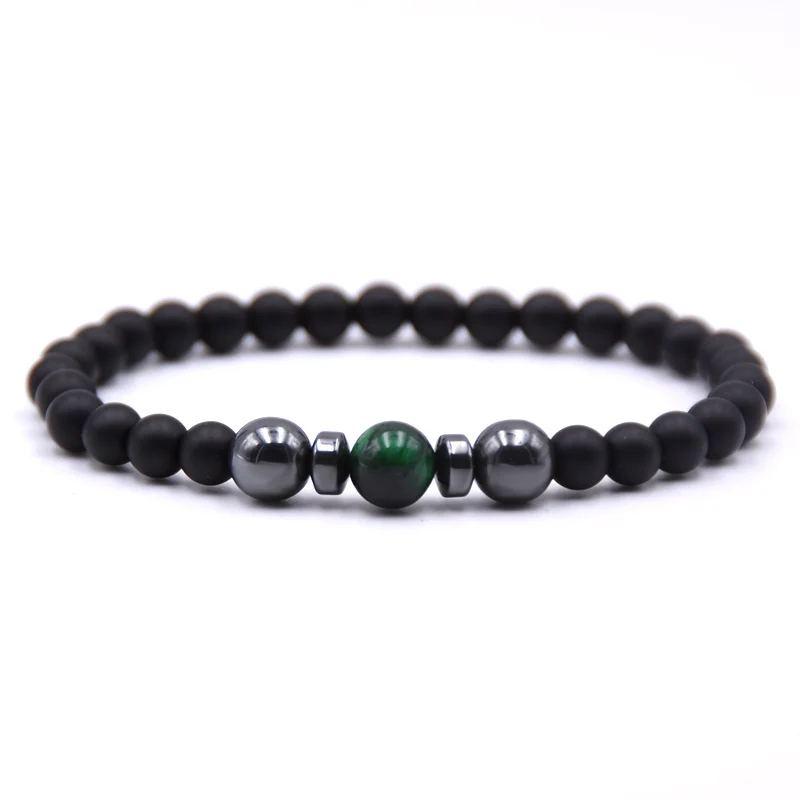 Новинка модный мужской браслет с бусинами тигровый глаз 2019 из камня голубыми