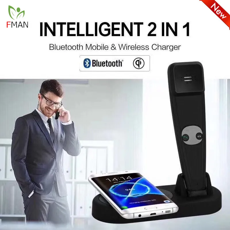 FMAN умный 2 в 1 Qi быстрый беспроводной зарядный коврик для iPhone 8 X samsung S6 Bluetooth мобильного телефона Беспроводное зарядное устройство держатель
