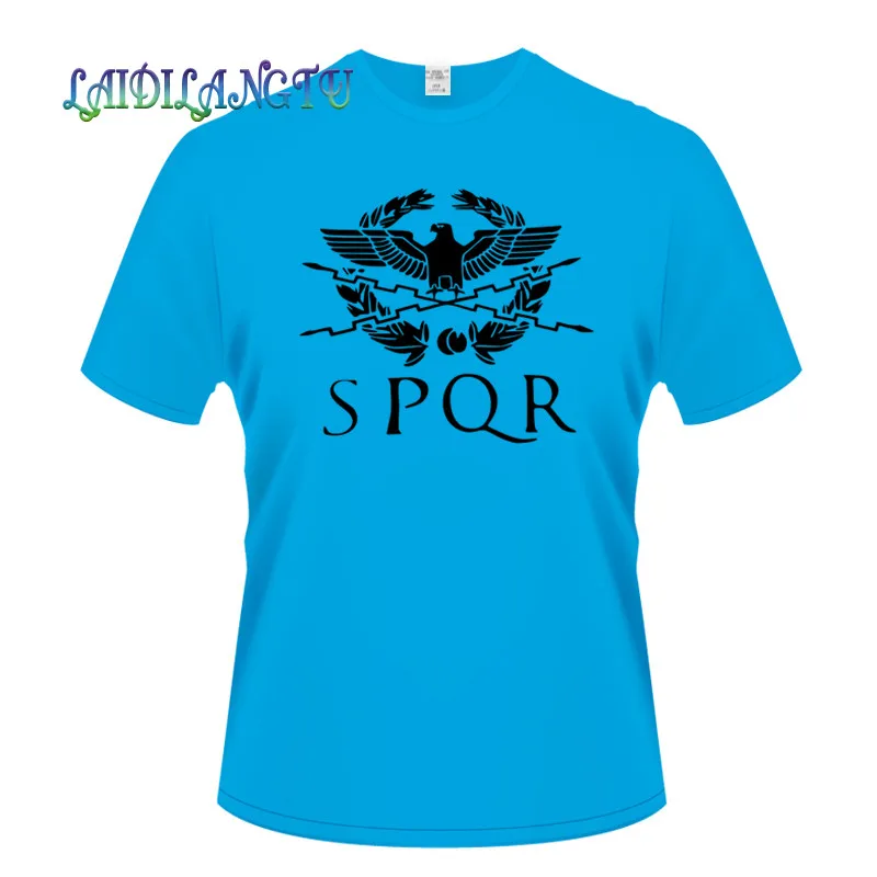 Летняя мода Римская империя футболки мужские SPQR футболка Топы хлопок короткий рукав баннер с орлом футболка