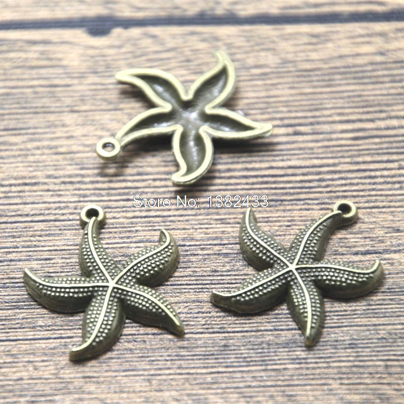 10 шт. -- Подвески в виде морской звезды, античные бронзовые подвески в виде морской звезды 23x26мм