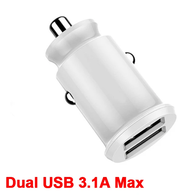3.1A White Мини USB Автомобильное зарядное устройство для мобильного телефона в машине 4.8A Быстрая зарядка автомобиля-зарядное устройство двойной USB автомобильный адаптер зарядного устройства для телефона 2 порта - Тип штекера: 3.1A White