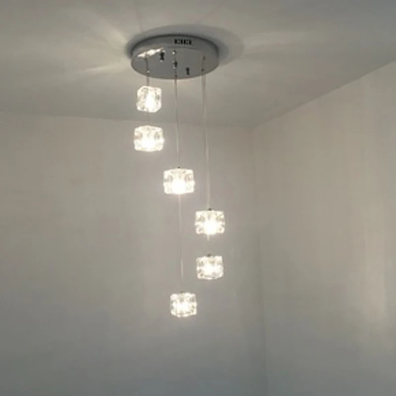 値段 ラウンドクリスタルペンダントランプサスペンション階段照明 XL ロング 1-6 M ペントハウス G4 Led スパイラル階段ペンダントライト器具