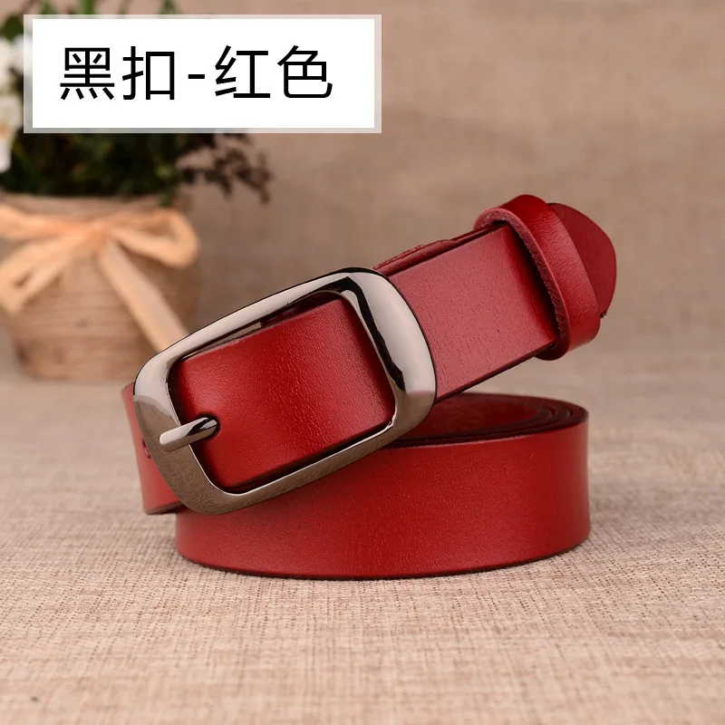 Black buckle red Женский модный брендовый ремень из натуральной кожи, женский ремень, сплав, пряжка, винтажные ремни для женщин, s джинсы, высокое качество, 10 - Цвет: Black buckle red
