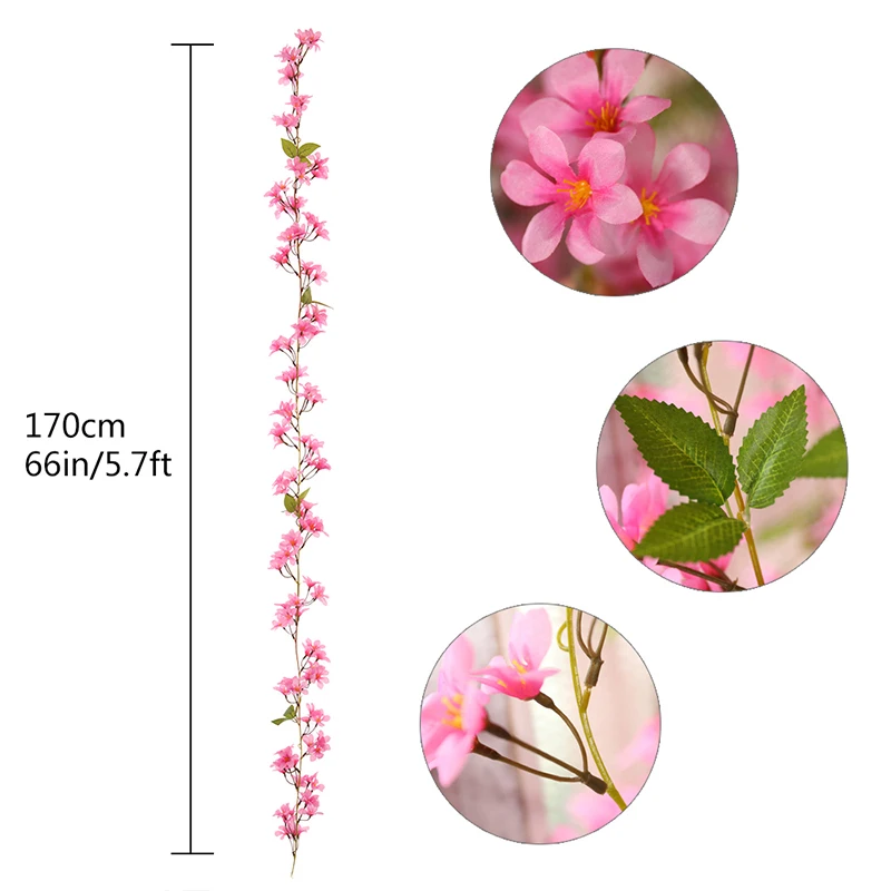 Luyue 5 Pcs 170CM Pretty Winter Vine Flower Artificial Flower vine plus vines Blue rose red wedding flower vine