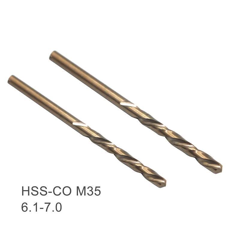 10PCS Twist Drill Bits 6.1 6.2 6.3 6.4 6.5 6.6 6.7 6.8 6.9 7mm HSS-CO M35 Cobalt Steel Straight Shank For Stainless | Инструменты
