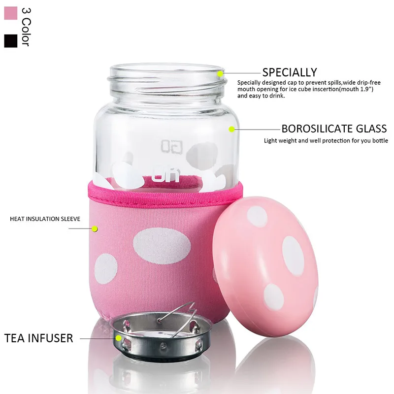Glass Water Bottle Tea Mug Resistant High Borosilicate Use with Hot or Cold Beverages Best Alternative To Plastic Bottles | Дом и сад