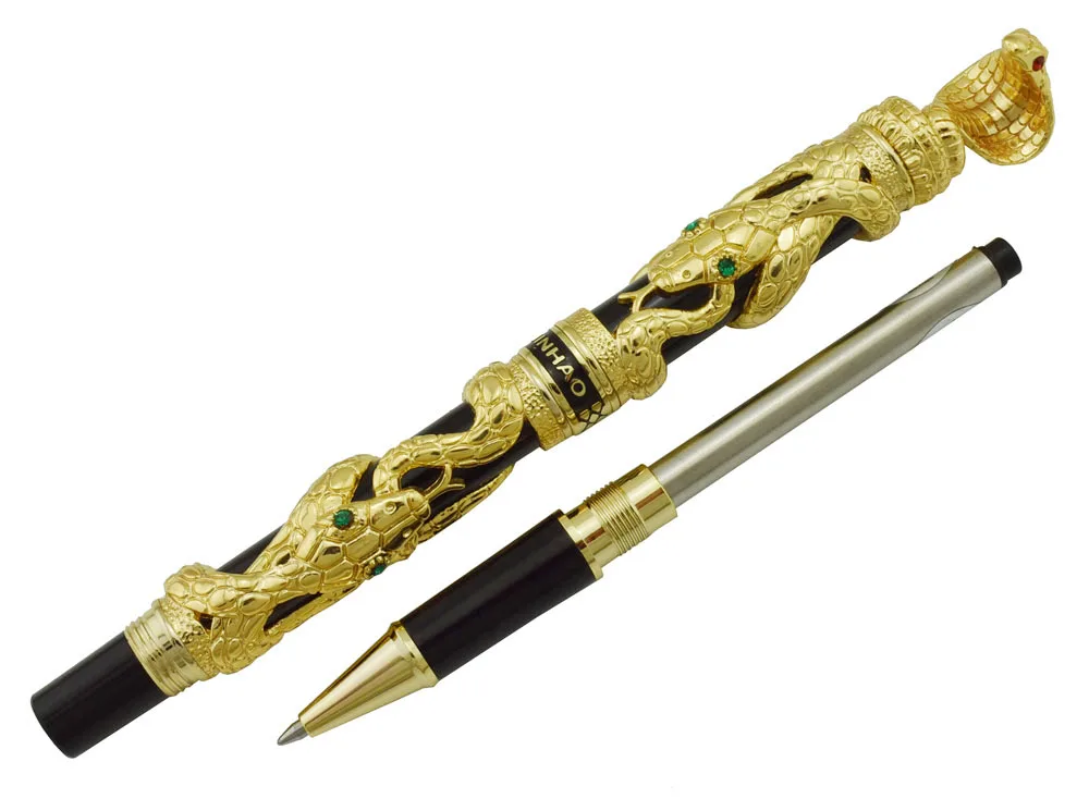 Jinhao Змея винтажная шариковая ручка Золотая кобра 3D узор текстура рельефная
