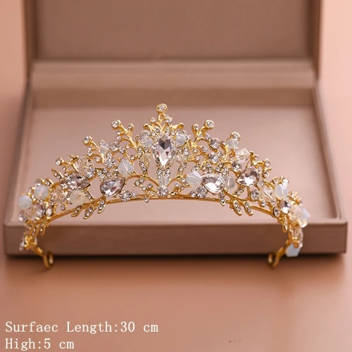 Gold Color Хрустальные Свадебные короны для невесты, корона для волос, тиара, золотые свадебные аксессуары для волос, Хрустальная свадебная тиара для женщин, свадебные украшения для волос - Окраска металла: Gold Color