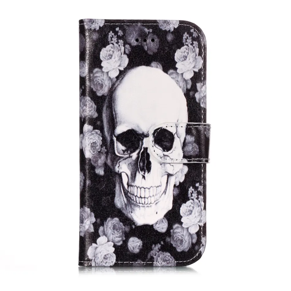Flower Ghost Head Винтажный чехол с тотемным цветком для huawei P20 P9 P8 Lite mate 10 9 Pro Lite Y7 из искусственной кожи Мягкий силиконовый чехол с держателем DP01G - Цвет: Flower Ghost Head
