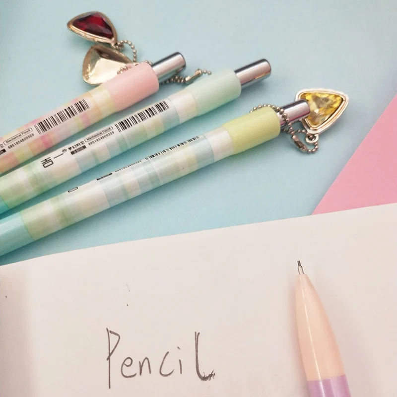 1 шт. каваи алмазный кулон механические карандаши милые конфетные цвета