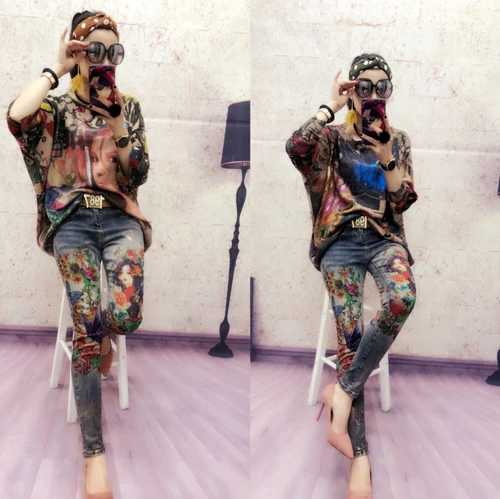 Женские элегантные стильные джинсовые брюки с 3D цветочным рисунком джинсы