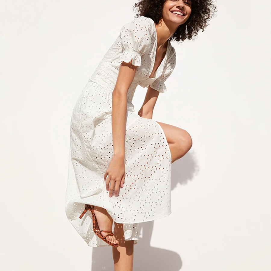 TEELYNN белое хлопковое кружевное платье с цветочной вышивкой платья в стиле бохо