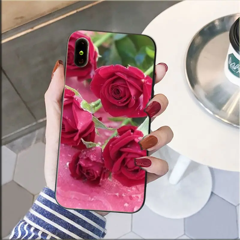 Yinuoda красный розовый ТПУ мягкий силиконовый черный чехол для телефона iPhone 5 5Sx 6 7
