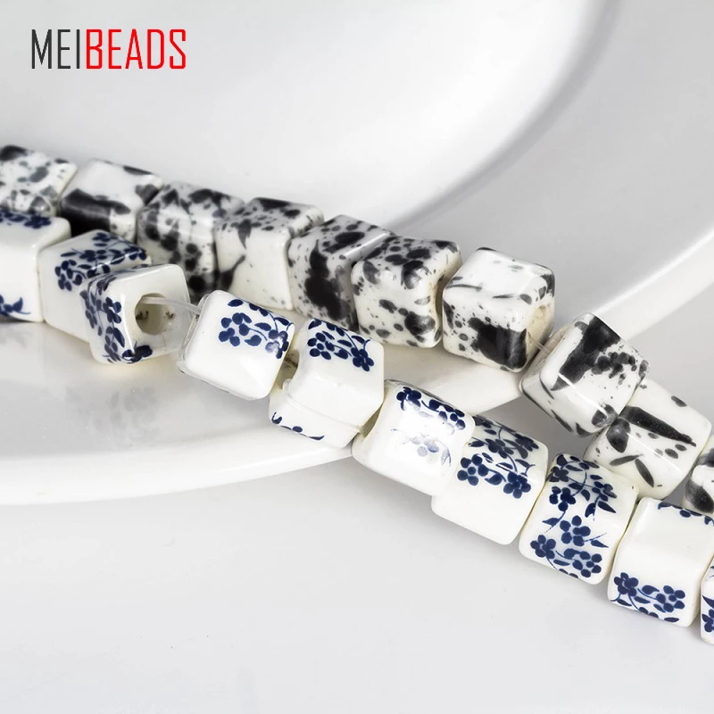 MEIBEADS 10 мм Разноцветные керамические бусины с квадратной глазурью фурнитура для