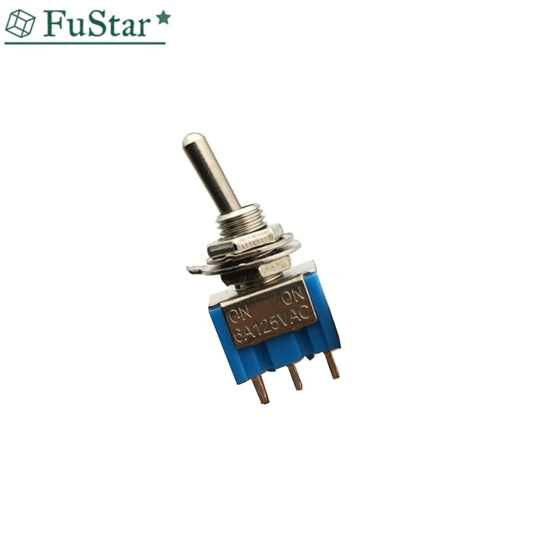 10 шт./лот синий мини MTS-102 3-контактный SPDT ON-ON 6A 125VAC миниатюрный тумблер качающаяся