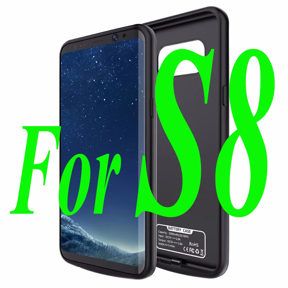 Black For S8 5500 мАч портативный Банк питания резервного копирования Внешнее зарядное устройство аккумулятора зарядка защитный чехол samsung Galaxy S8 S8Plus - Цвет: Black For S8