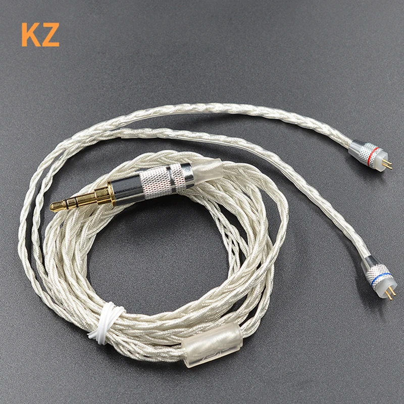 KZ ZS10 2Pin Плетеный посеребренный кабель выделенный 2PIN обновления для ZSA/ZS4/ZS5/ZS6/ED16
