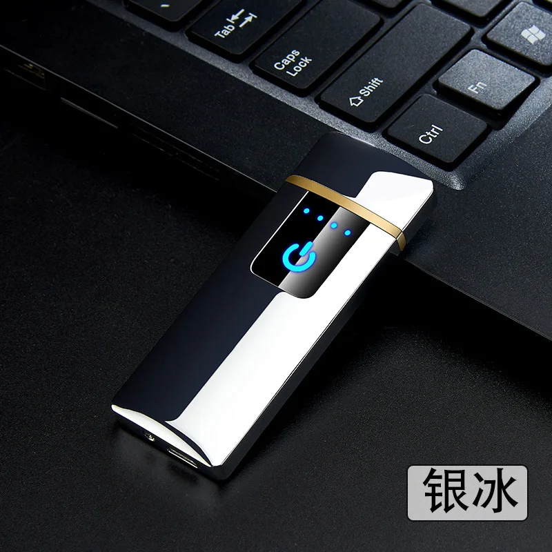 Фото USB зарядка Электронная зажигалка тонкая мини-зажигалка LED сенсорный сенсор USB зарядка Электронная зажигалка тонкая мини-зажигалка LED сенсорный сенсор