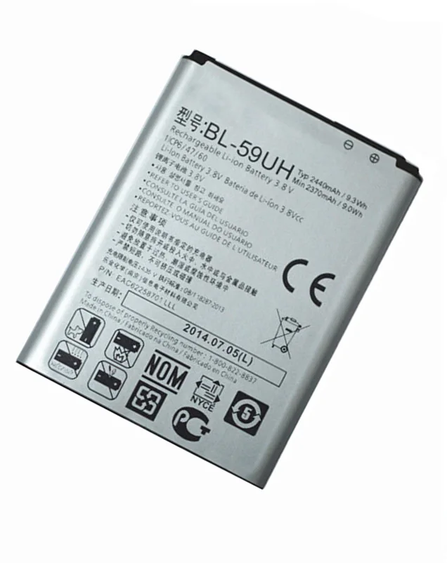 Bateria нуэва де telefono celular para LG BL-59UH 3.8 В 2440 мАч безвозмездно envio por DHL 500 unids/lote Puede ser mezclado