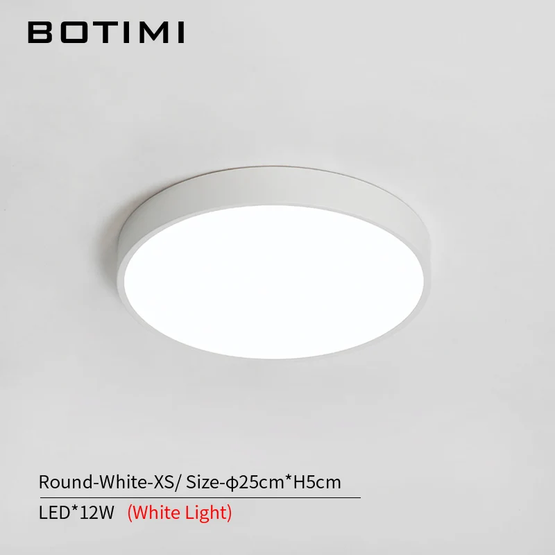 White-XS-White light BOTIMI, современный круглый светодиодный потолочный светильник 220 В для гостиной, белый металлический потолочный светильник, черный потолочный светильник для спальни - Цвет корпуса: White-XS-White light
