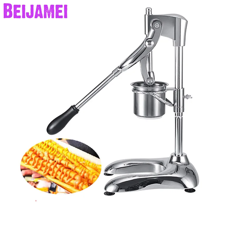 

BEIJAMEI New Manual Potato Chips Squeezers Long 30CM Fried French Fries Maker Machine Potato Chip Cutter Slicers