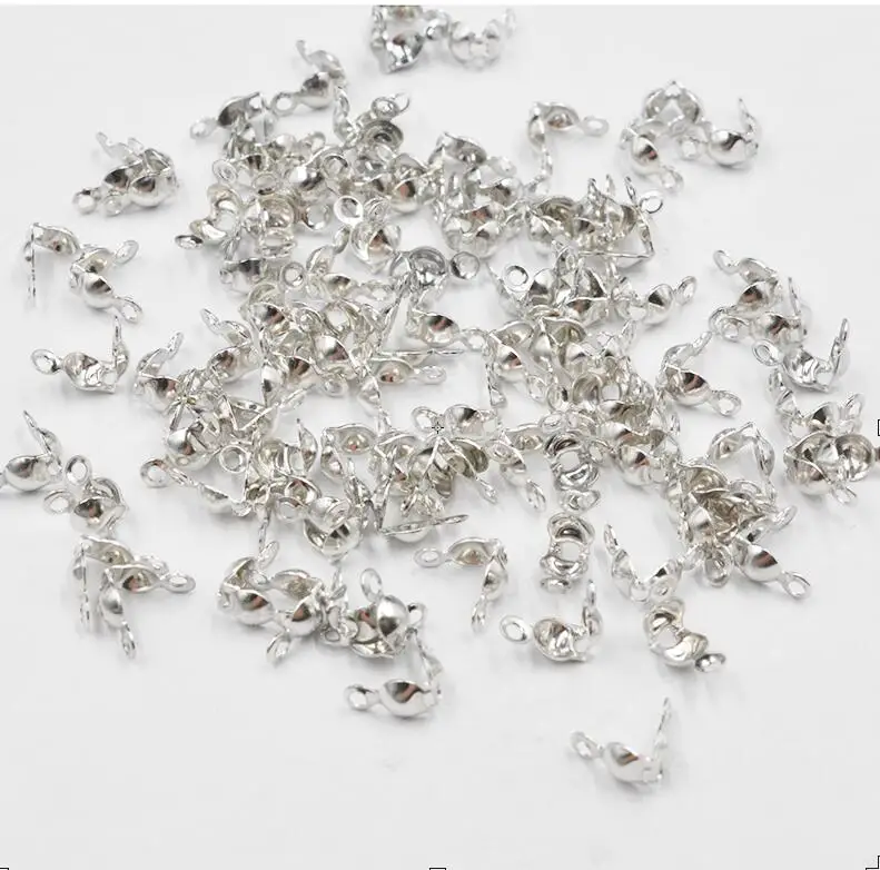 Silver 300 шт./лот 7,5*4 мм золото/шарик серебряного цвета соединитель цепи застежки калотки Конец Обжимные бусины для DIY ювелирных изделий - Цвет: Silver