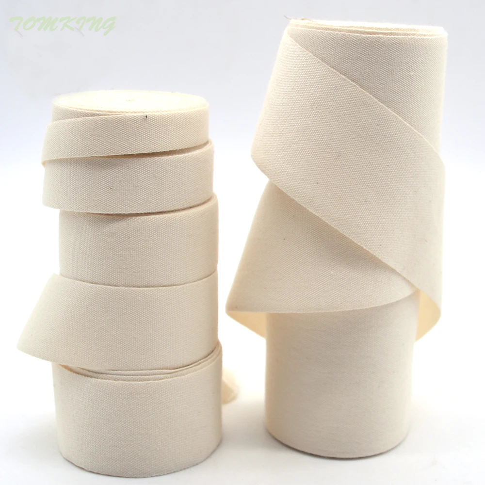 Новинка Высококачественная однотонная лента из 100% хлопка натурального цвета