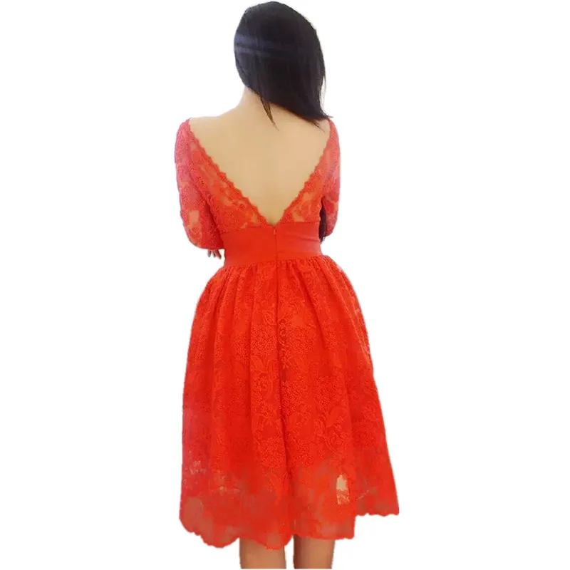 Сезон весна-осень Длинные рукава женское бальное платье принцессы Красный