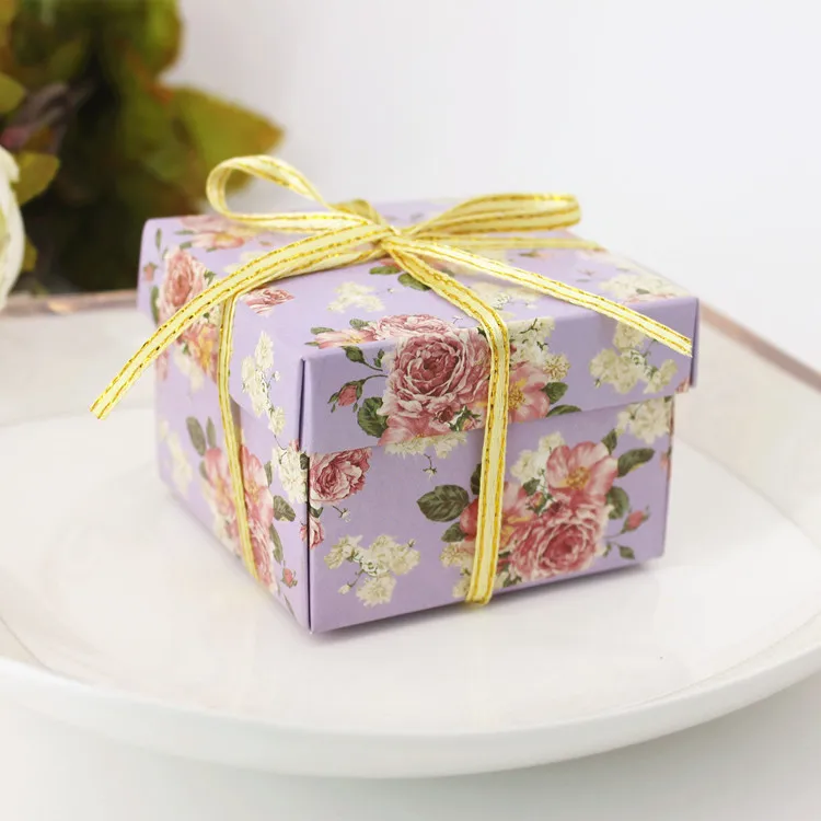 Коробка для конфет, мешок для шоколада, бумажная Подарочная коробка, цветок, зеленый, фиолетовый, для дня рождения, свадьбы, вечеринки, украшение, сделай сам, подарок для ребенка, Wh