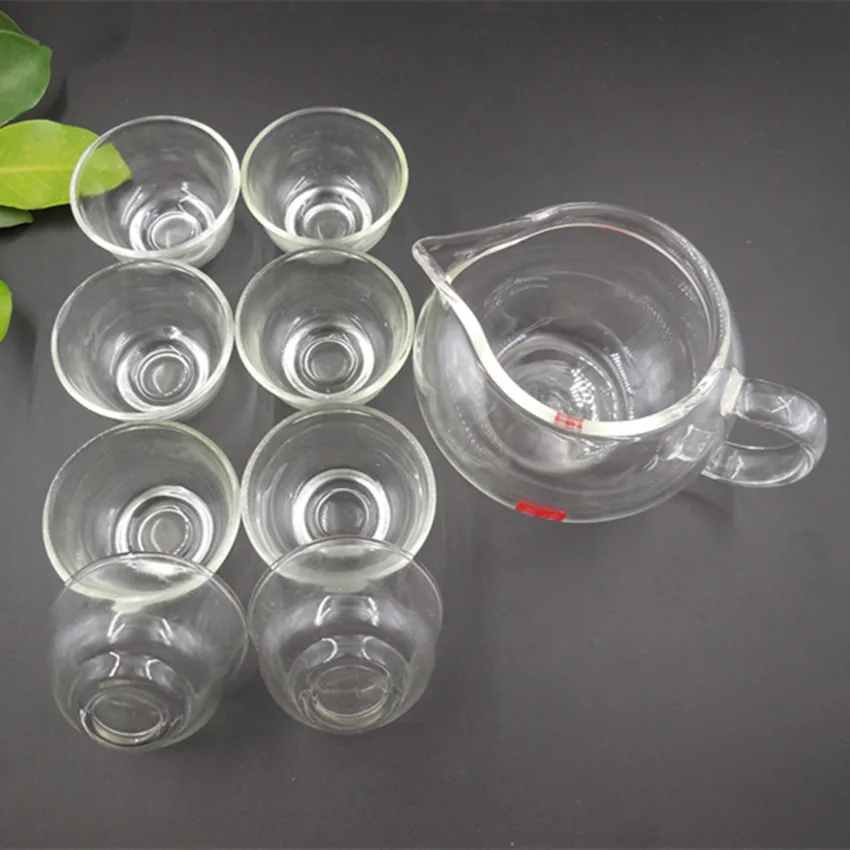 8 + 1 Стеклянная чашка контейнер сочетание Посуда набор Боросиликатное стекло