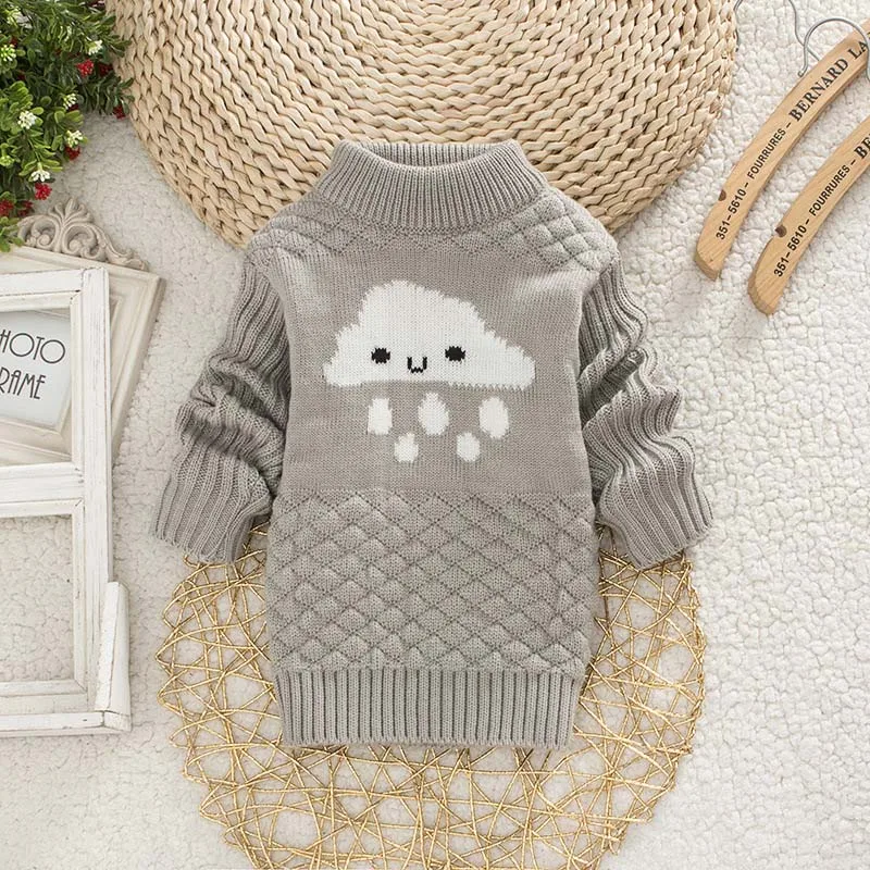 Grey DIIMUU/Модная одежда для мальчиков и девочек; зимние теплые свитера; детская одежда; топы с круглым вырезом и милым принтом - Color: Grey