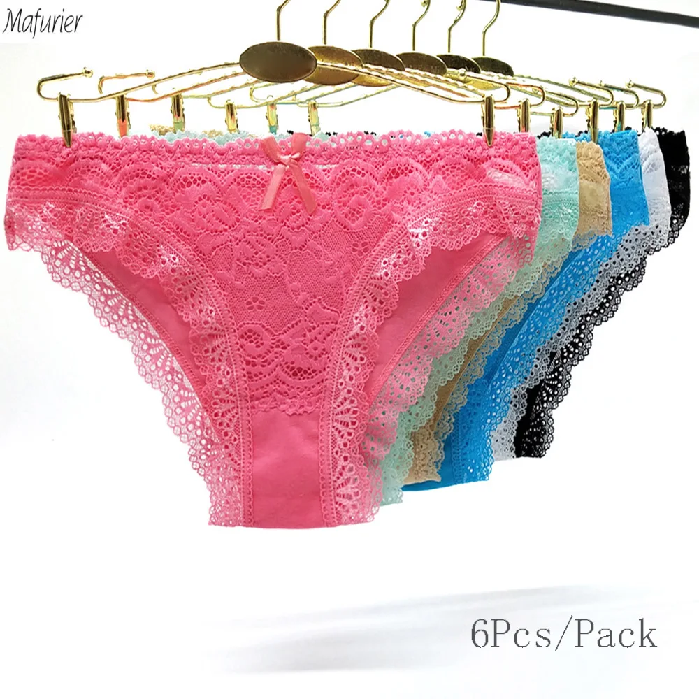 

Mafurier 2019 New Arrival Women Sexy Lace Underwear Female Cotton Panties MS Lady Soft Briefs Sexy Intimates For Women 6Pcs/Lot