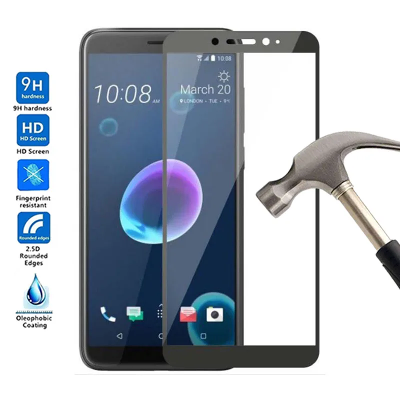 Полное покрытие закаленного стекла для HTC Desire 12 Plus защитная пленка.