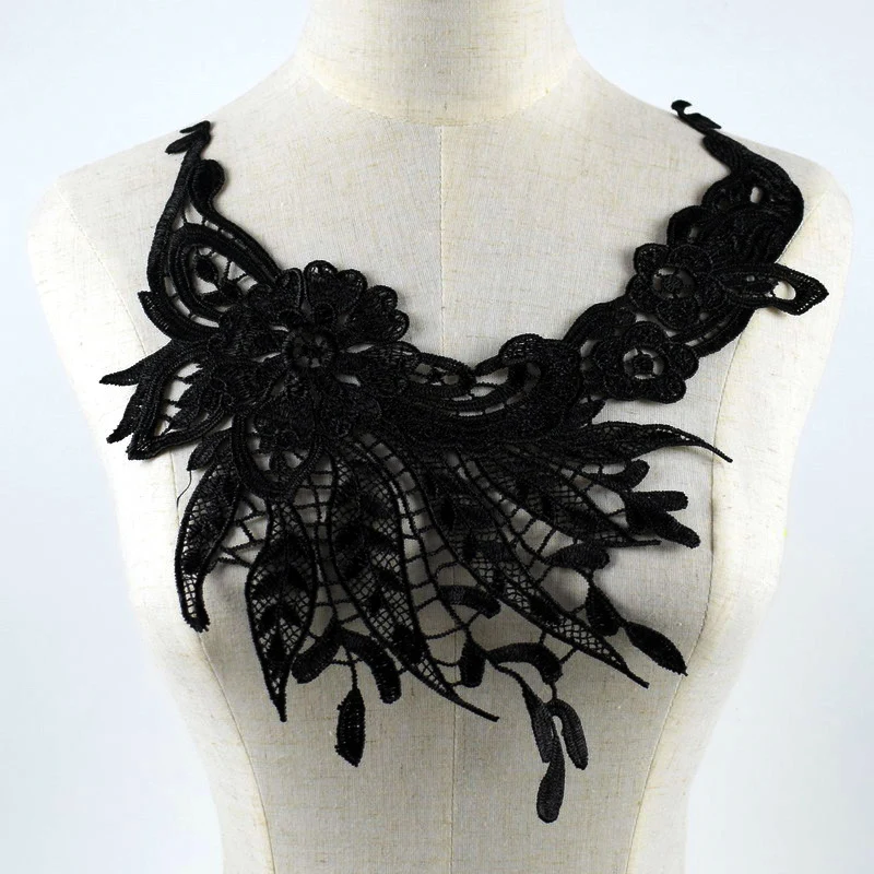 

black Lace Fabric Dress Applique Motif Blouse Sewing Trims DIY Neckline Collar Costume Decoration Accessories