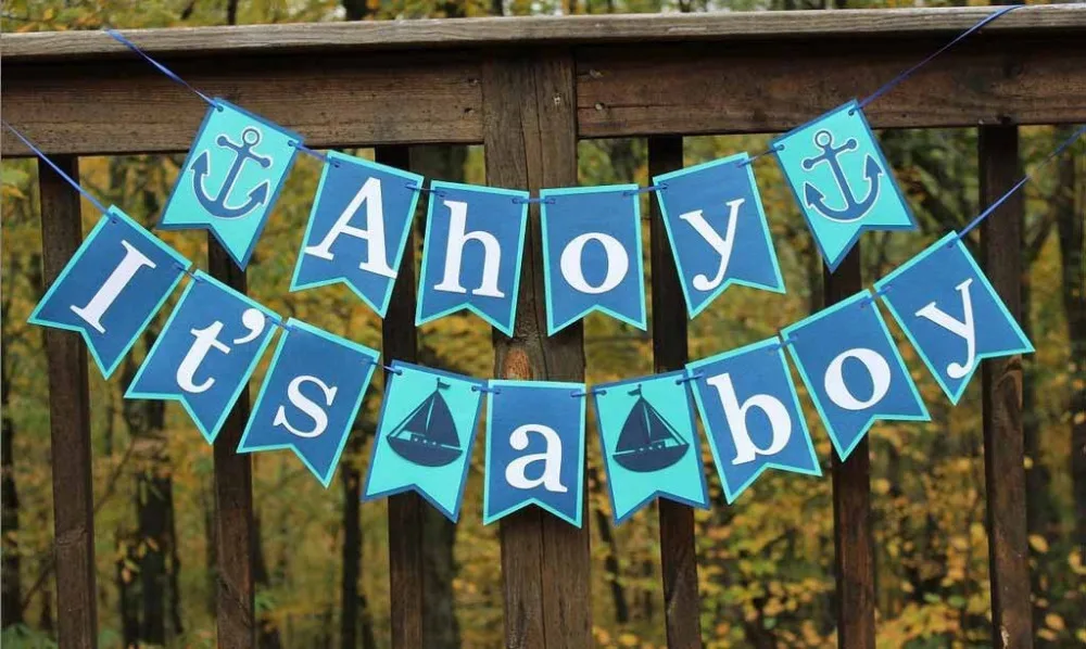 Ahoy это мальчик стикеры морской тематики Baby Shower Мальчик День Рождения украшения