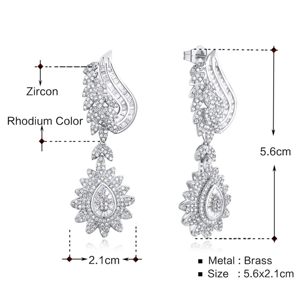 

Beautiful Big Saudi Arabic Dangling Earring Jewelry Nice High Quality White Cubic Zirconia Party Long Earrings