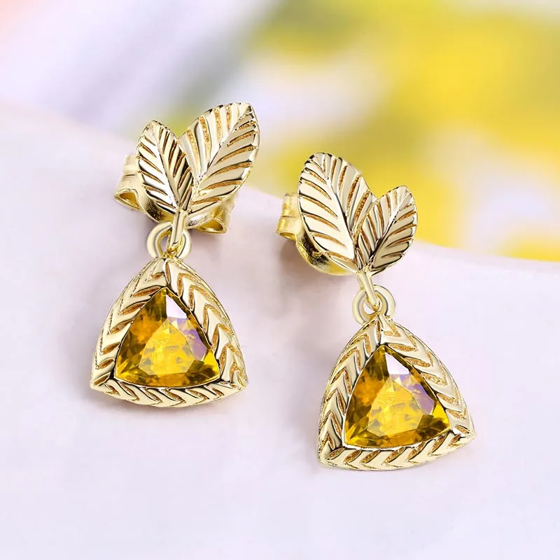Женские серебряные сережки BSL ювелирное изделие из натурального цитрина