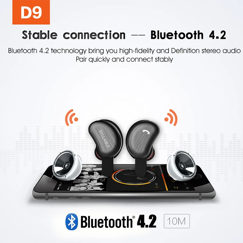 Слог D9 беспроводные наушники TWS Bluetooth гарнитура металлический чехол для зарядки