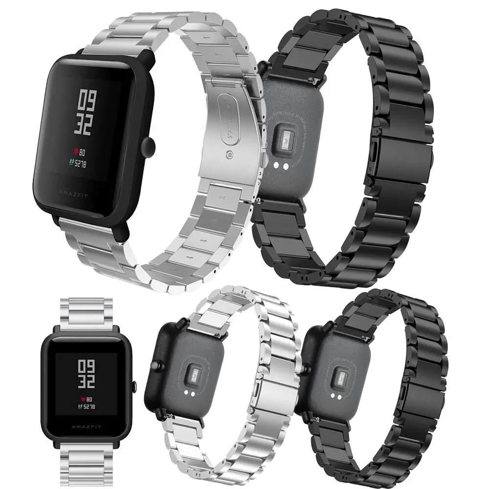 20 мм браслет для Amazfit ремень стальной Xiaomi Huami Bip Youth Смарт часы ремешок